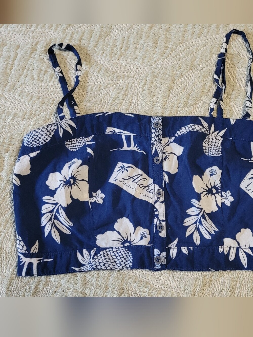 💜2 for $10💜 Bundle and save Hollister Navy Blue Floral Smocked Crop Top